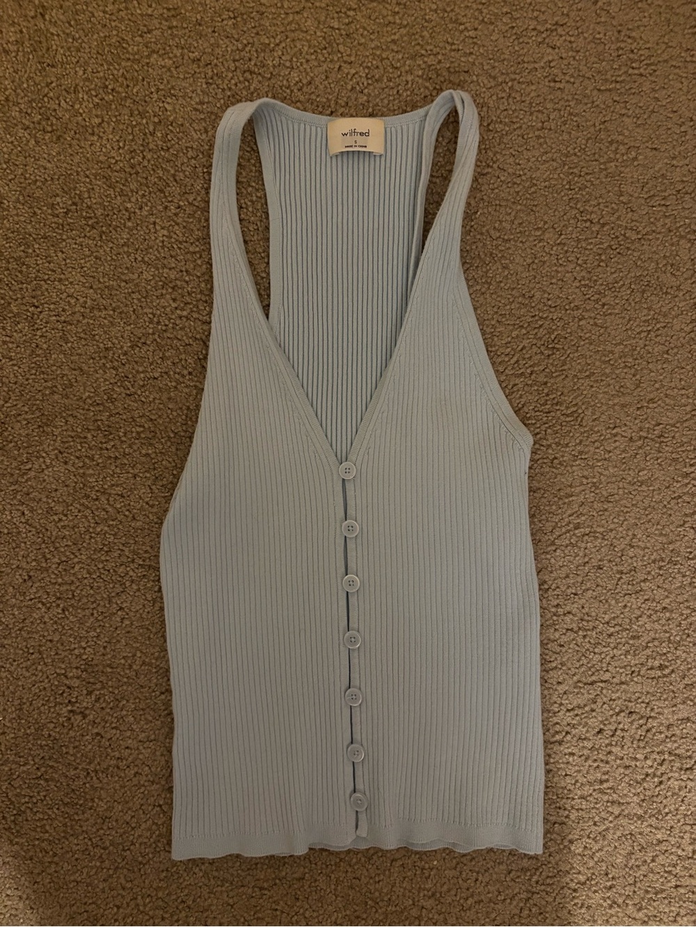 Wilfred Pale Blue Ribbed Button-Front Tank